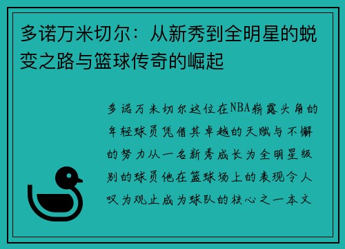 多诺万米切尔：从新秀到全明星的蜕变之路与篮球传奇的崛起